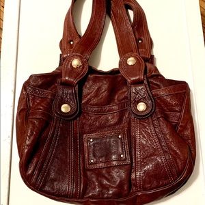 Gusto Brown & Gold Leather Bag
